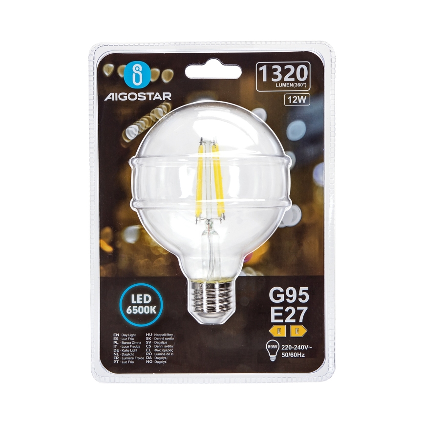 LED glödlampa G95 E27/12W/230V 6500K - Aigostar