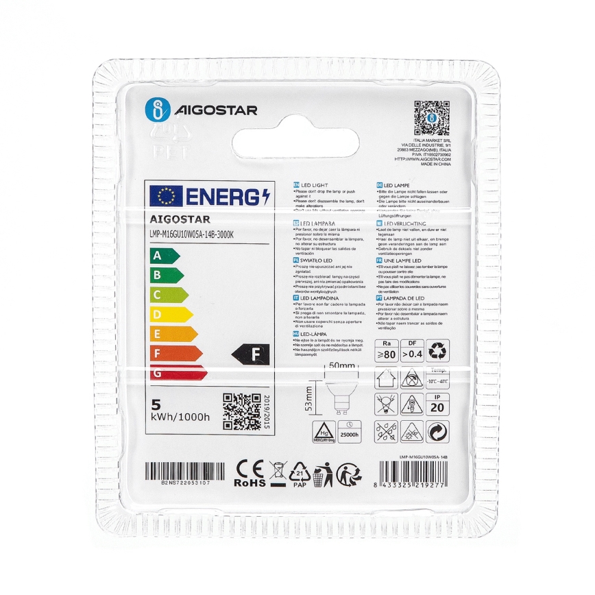 LED glödlampa GU10/4,5W/230V 3000K - Aigostar