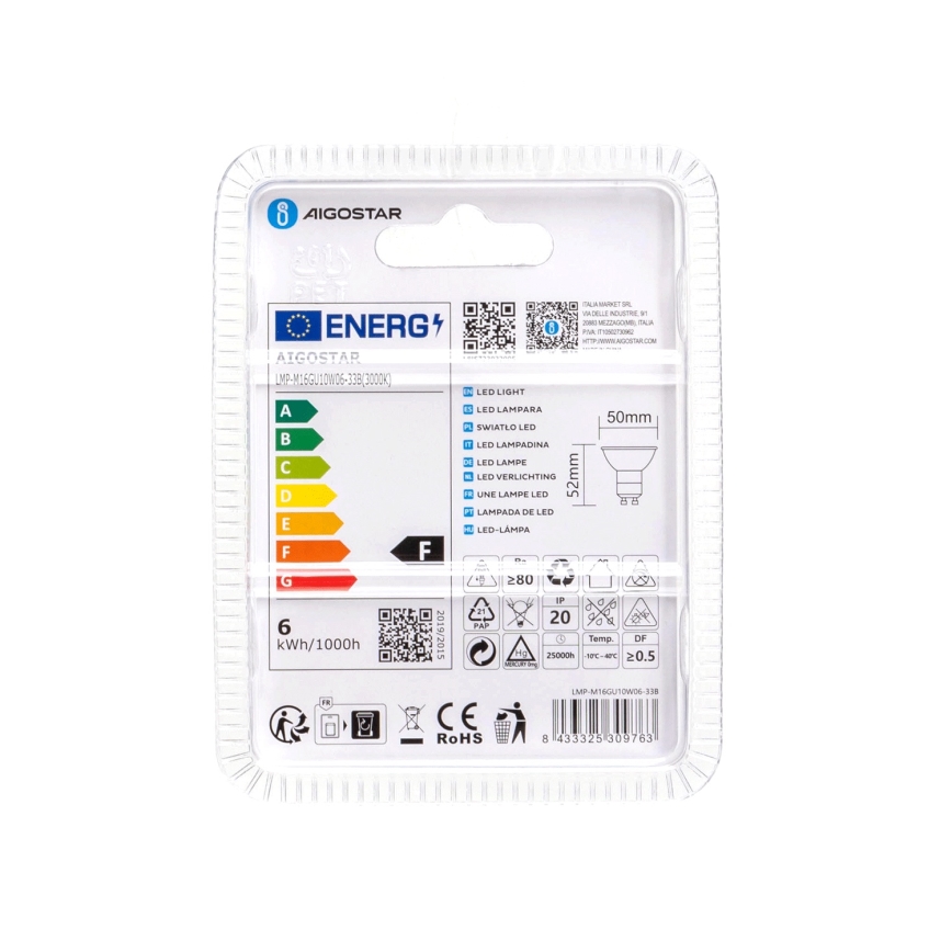 LED glödlampa GU10/6W/230V 3000K - Aigostar
