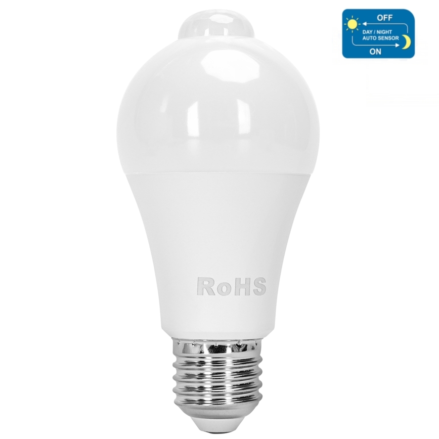 LED glödlampa med en rörelse- och skymningssensor A60 E27/12W/230V 3000K - Aigostar