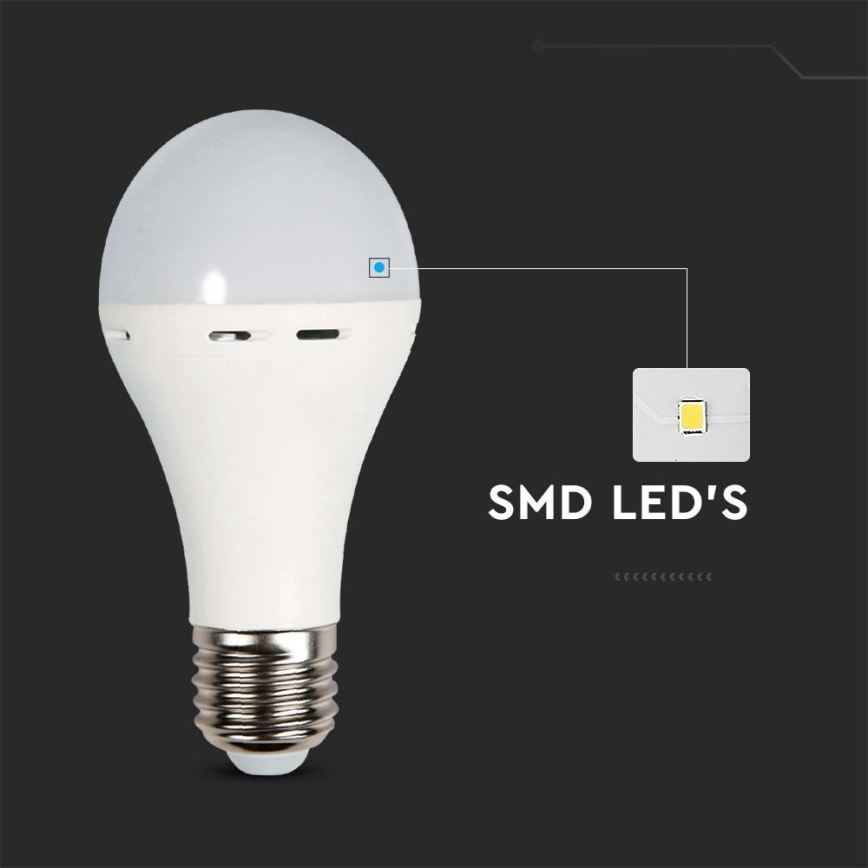 LED Glödlampa med nödläge A70 E27/9W/230V 4000K