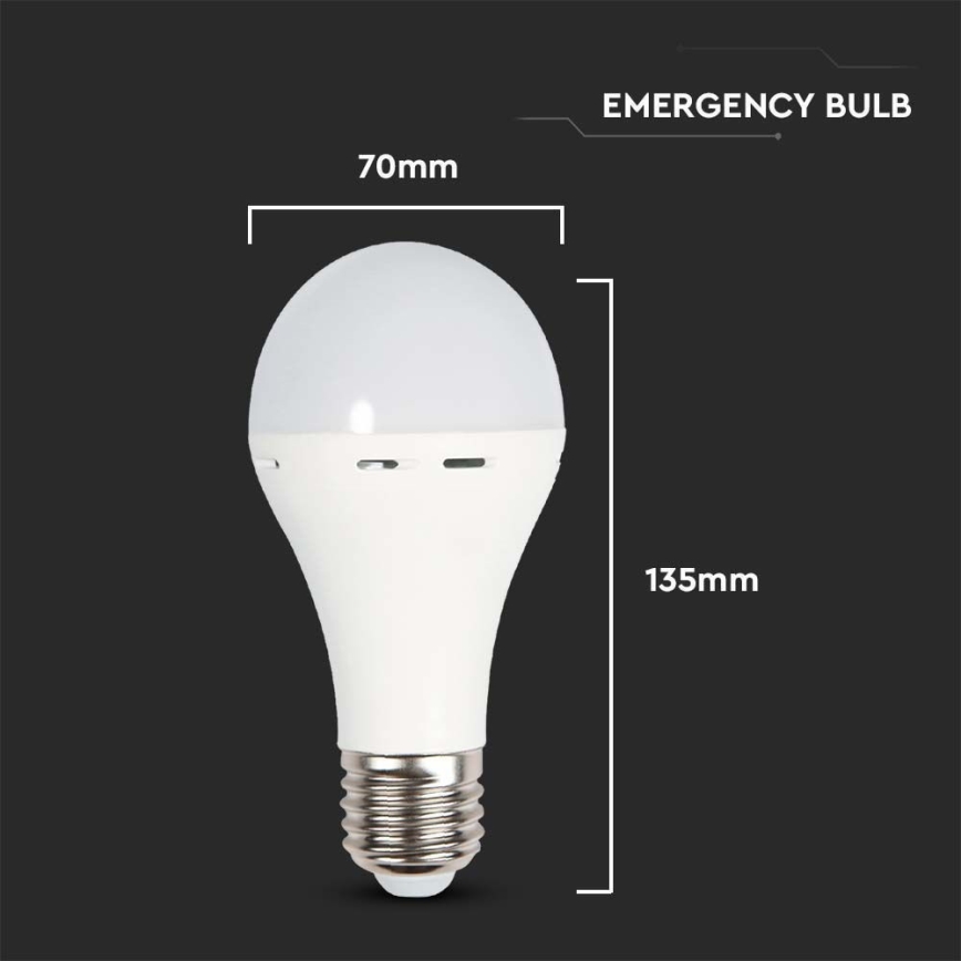 LED Glödlampa med nödläge A70 E27/9W/230V 4000K