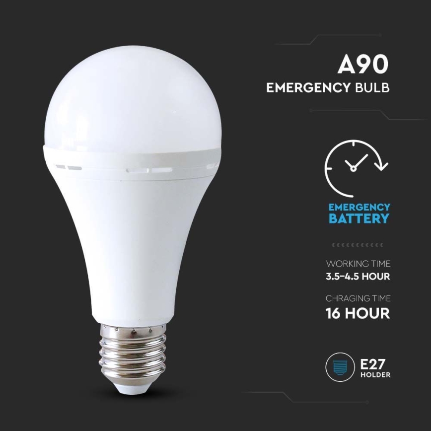 LED Glödlampa med nödläge A90 E27/15W/230V 4000K