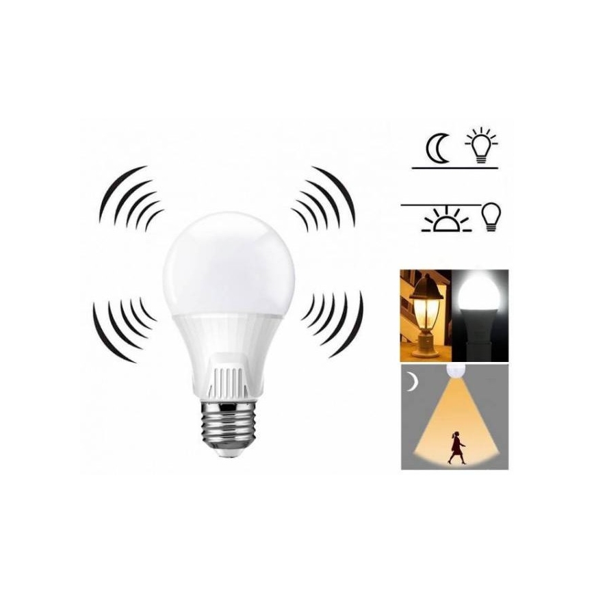 LED glödlampa  med sensor  E27/9W/230V 6500K