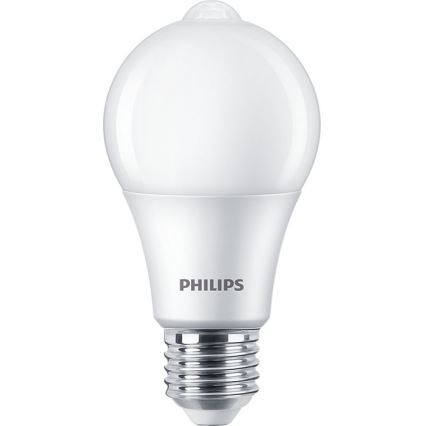 LED Glödlampa med sensor Philips A60 E27/8W/230V 2700K
