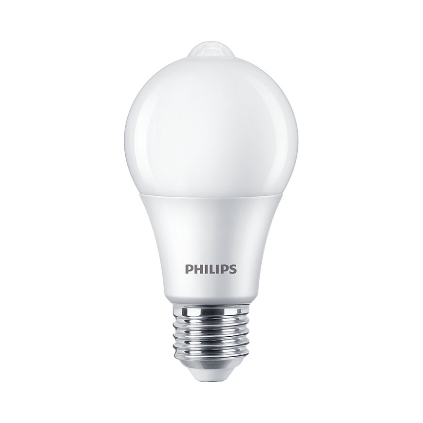 LED Glödlampa med sensor Philips A60 E27/8W/230V 2700K