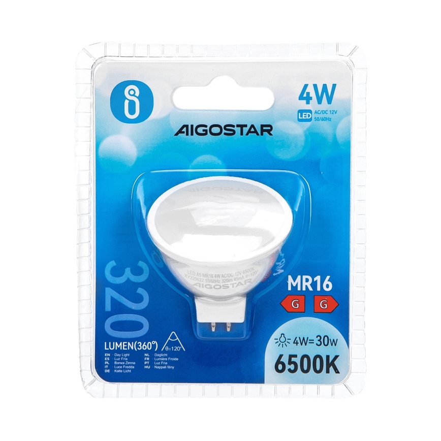 LED glödlampa MR16 GU5,3/4W/12V 6500K - Aigostar