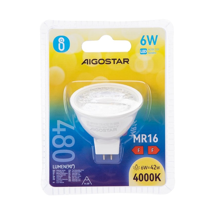 LED glödlampa MR16 GU5,3/6W/12V 4000K - Aigostar