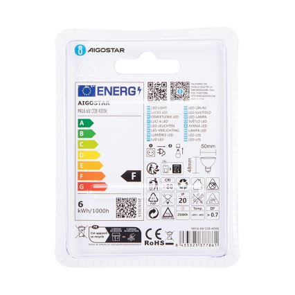 LED glödlampa MR16 GU5,3/6W/12V 4000K - Aigostar