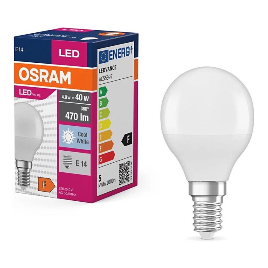 LED glödlampa P40 E14/4,9W/230V 4000K - Osram