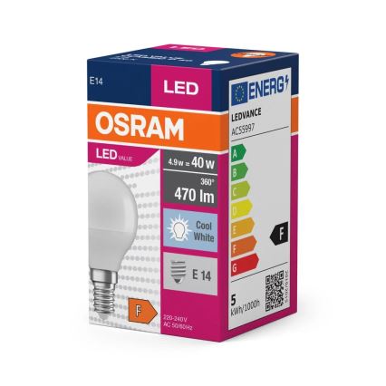 LED glödlampa P40 E14/4,9W/230V 4000K - Osram