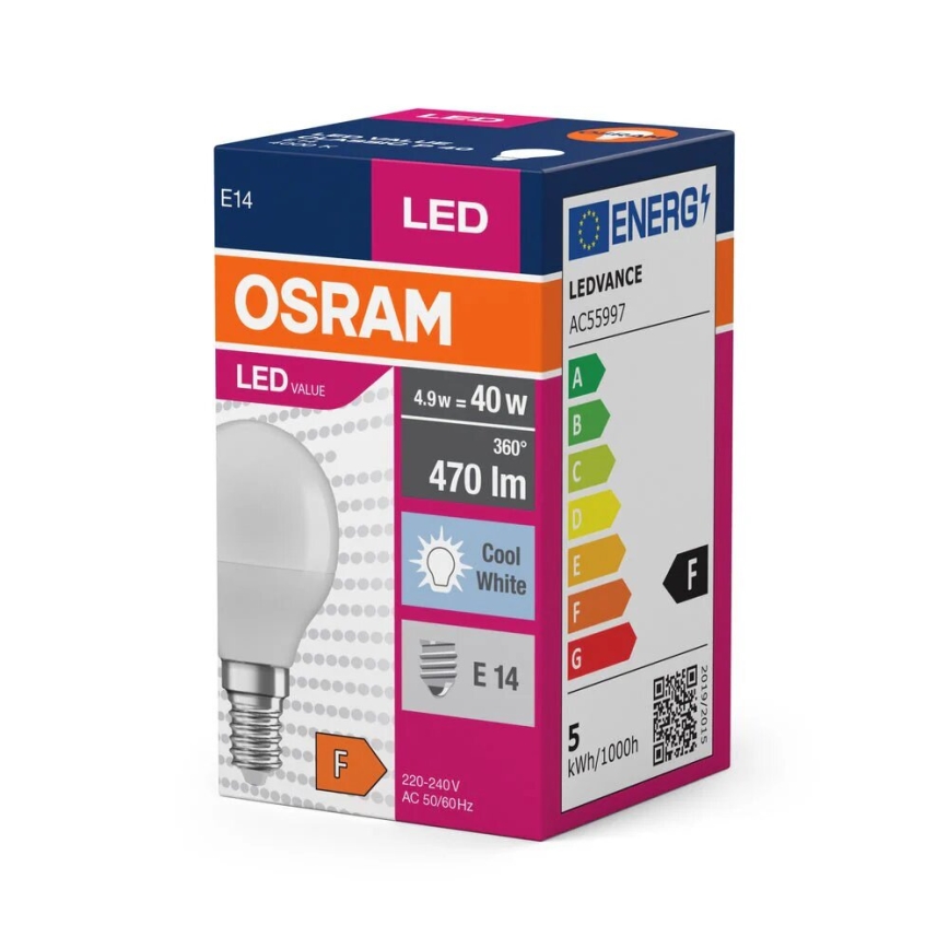 LED glödlampa P40 E14/4,9W/230V 4000K - Osram