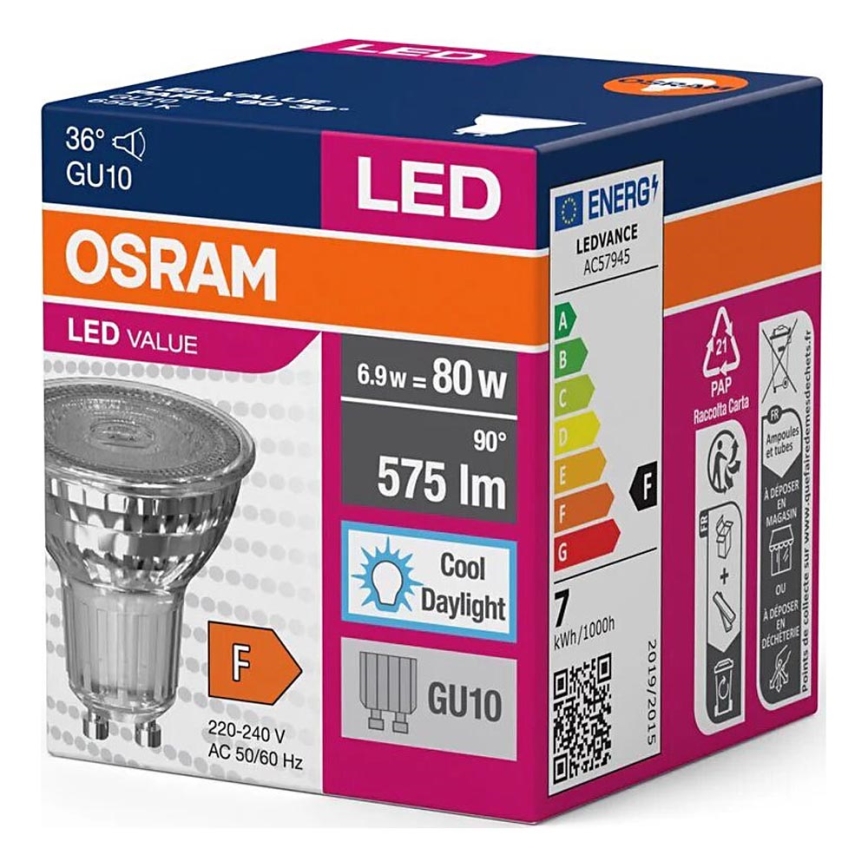 LED glödlampa PAR16 GU10/6,9W/230V 6500K - Osram