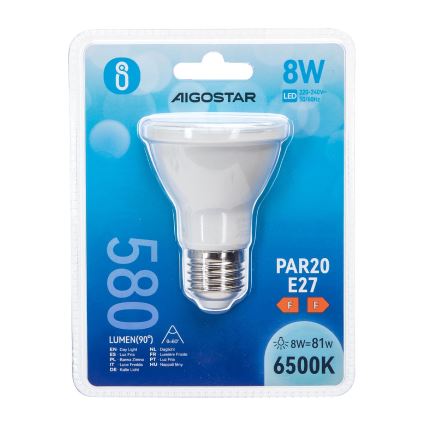 LED glödlampa PAR20 E27/8W/230V 6500K - Aigostar