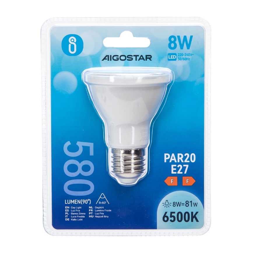 LED glödlampa PAR20 E27/8W/230V 6500K - Aigostar