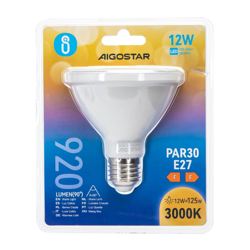 LED glödlampa PAR30 E27/12W/230V 3000K - Aigostar