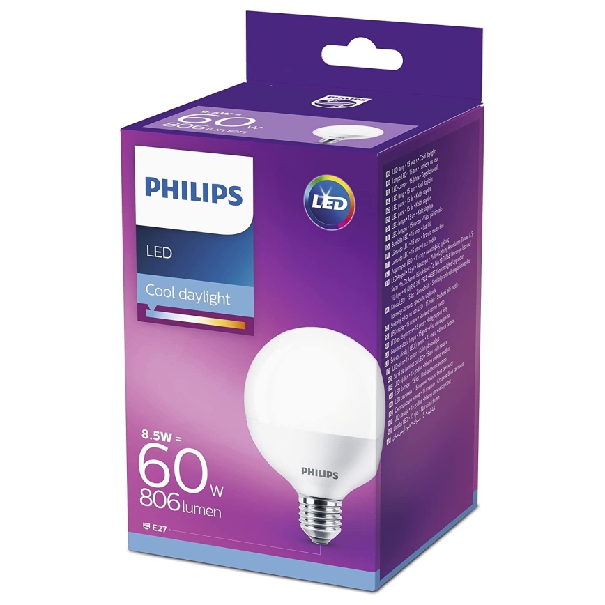 LED glödlampa Philips G95 E27/8,5W/230V 6500K