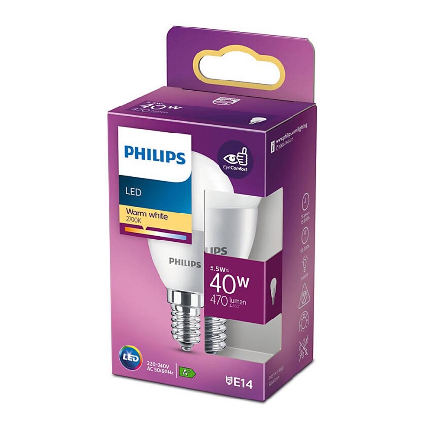 LED Glödlampa Philips P45 E14/5,5W/230V 2700K