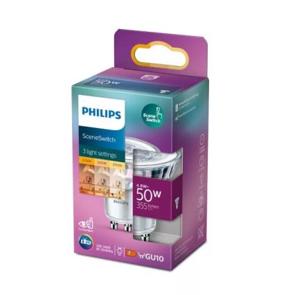 LED glödlampa Philips SCENE SWITCH PAR16 GU10/4,8W/230V 2200/2500/2700K