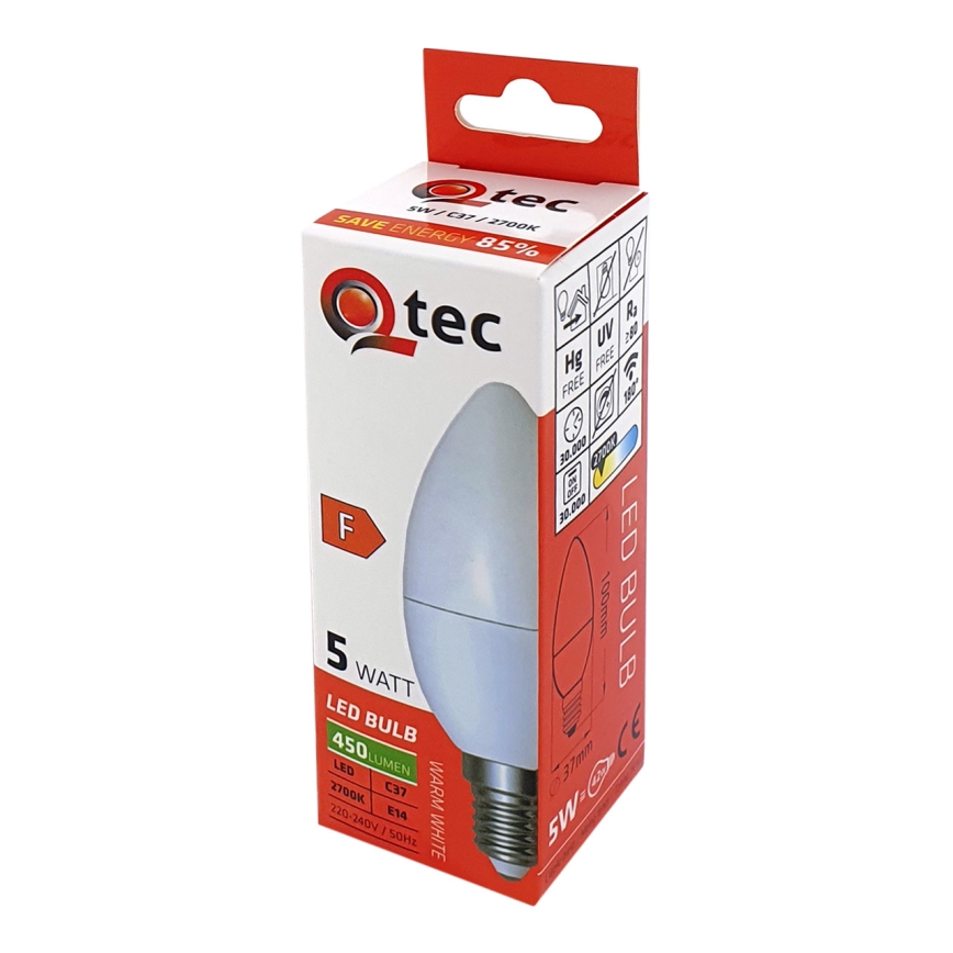 LED glödlampa Qtec C35 E14/5W/230V 2700K