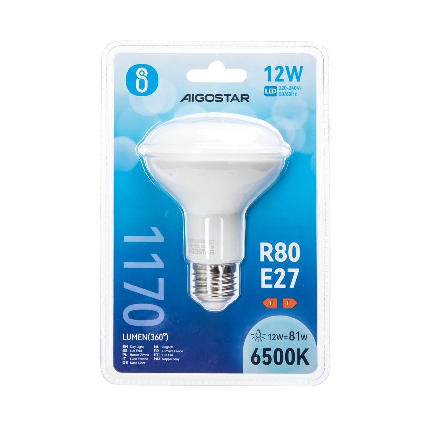 LED glödlampa R80 E27/12W/230V 6500K - Aigostar
