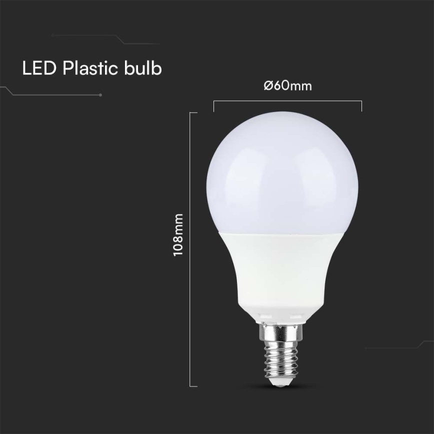 LED glödlampa SAMSUNG CHIP A60 E14/8,5W/230V 6500K