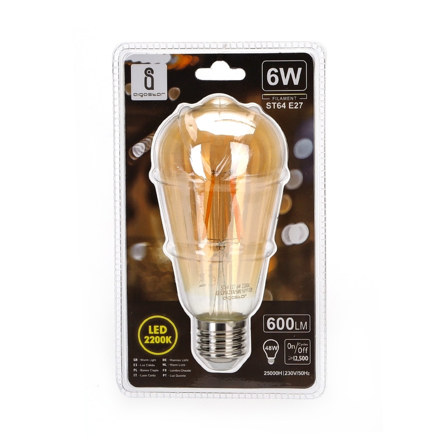 LED glödlampa ST64 E27/6W/230V 2200K - Aigostar