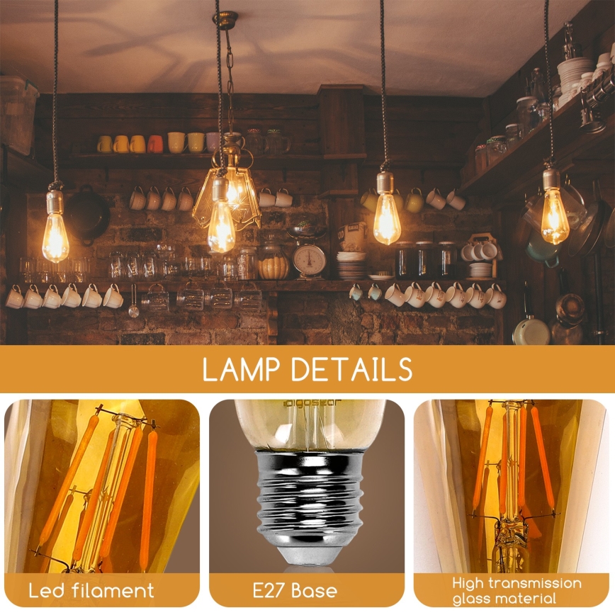 LED glödlampa ST64 E27/8W/230V 2200K - Aigostar