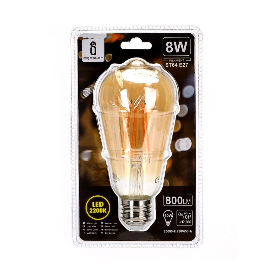 LED glödlampa ST64 E27/8W/230V 2200K - Aigostar