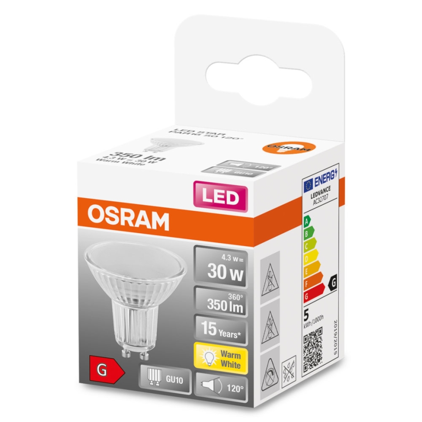 LED glödlampa STAR PAR16 GU10/4,3W/230V 2700K 120° - Osram