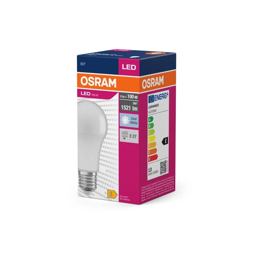LED glödlampa VALUE A100 E27/13W/230V 4000K - Osram
