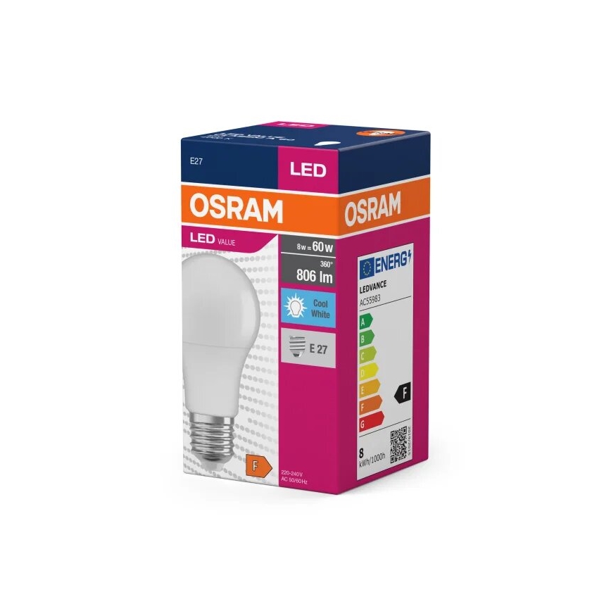 LED glödlampa VALUE A60 E27/8W/230V 4000K - Osram