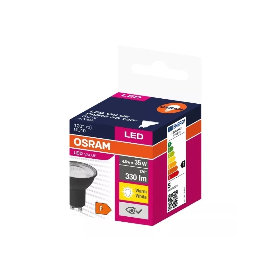 LED glödlampa VALUE PAR16 GU10/4,5W/230V 2700K 120° svart - Ledvance