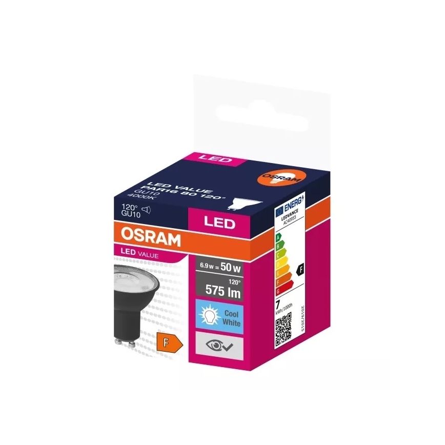LED glödlampa VALUE PAR16 GU10/6,9W/230V 4000K 120° svart - Ledvance