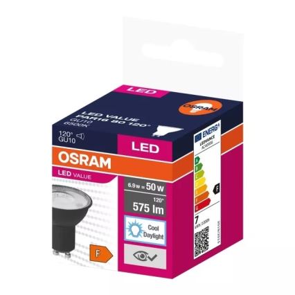 LED glödlampa VALUE PAR16 GU10/6,9W/230V 6500K 120° svart - Ledvance