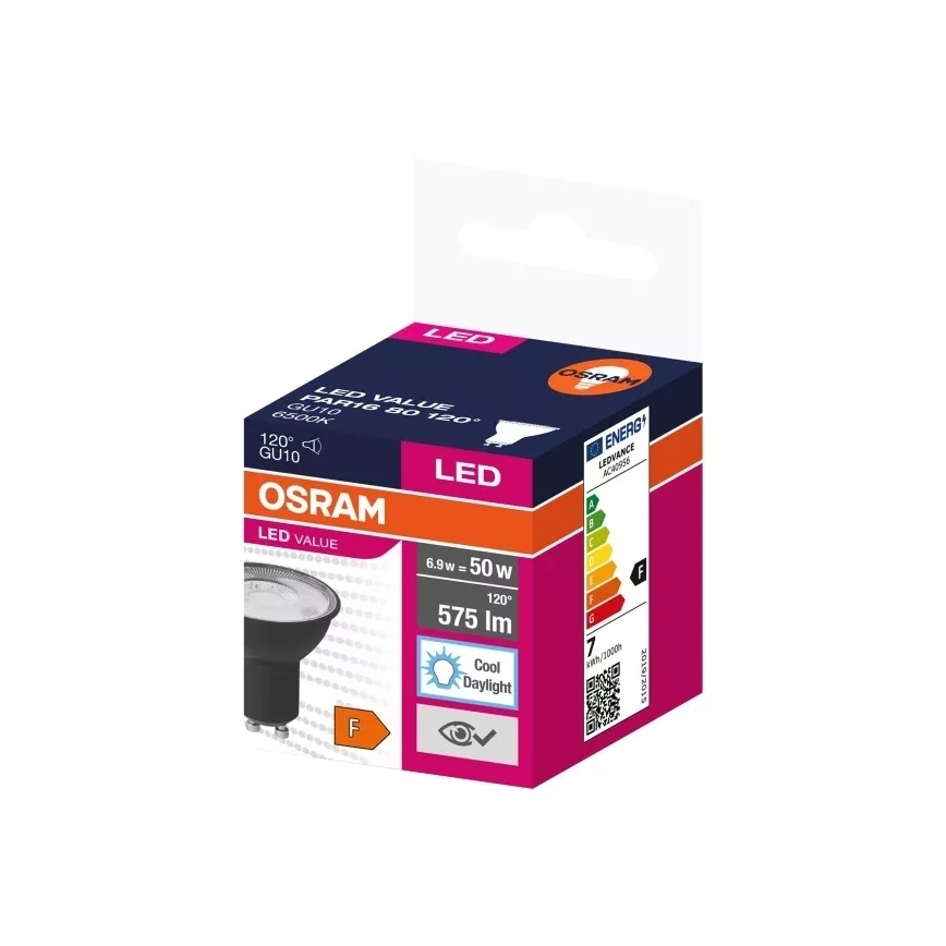 LED glödlampa VALUE PAR16 GU10/6,9W/230V 6500K 120° svart - Ledvance