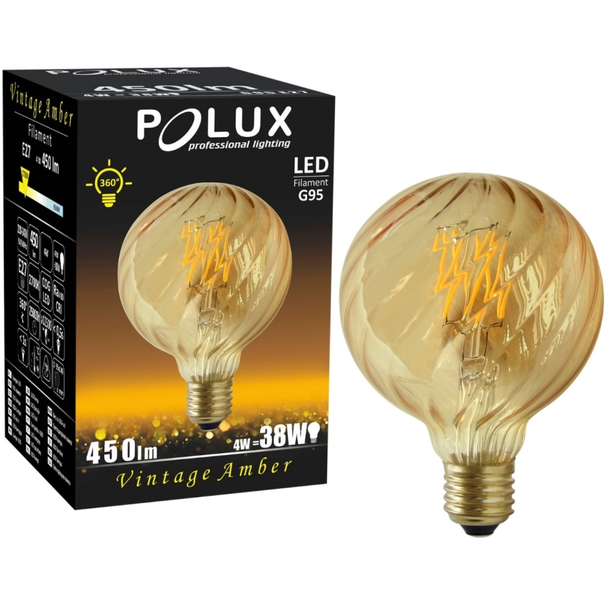LED glödlampa VINTAGE AMBER G95 E27/4W/230V 2700K