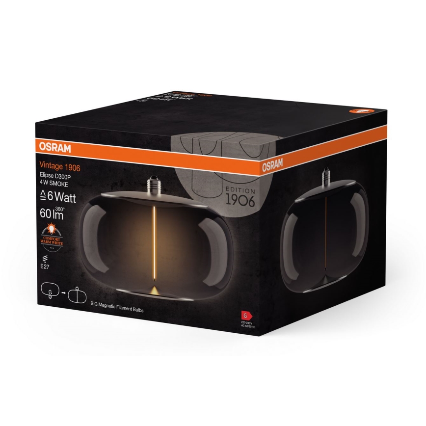 LED glödlampa VINTAGE FILAMENT E27/4W/230V 1800K rökt - Osram