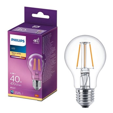LED glödlampa VINTAGE Philips A60 E27/4,3W/230V 2700K