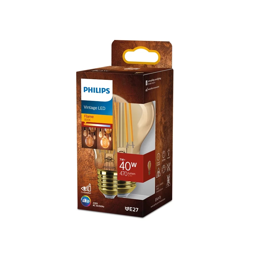 LED glödlampa VINTAGE Philips A60 E27/7W/230V 1800K