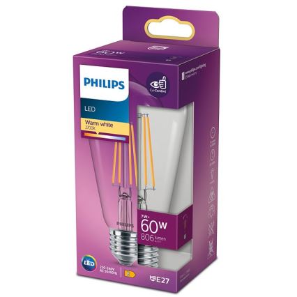 LED Glödlampa VINTAGE Philips ST64 E27/7W/230V 2700K