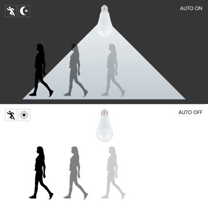 LED glödlampa with motion and dusk sensor A60 E27/6W/230V 3000K
