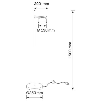 LED-golvlampa OFELIA 1xGX53/6W/230V svart/rökfärgad