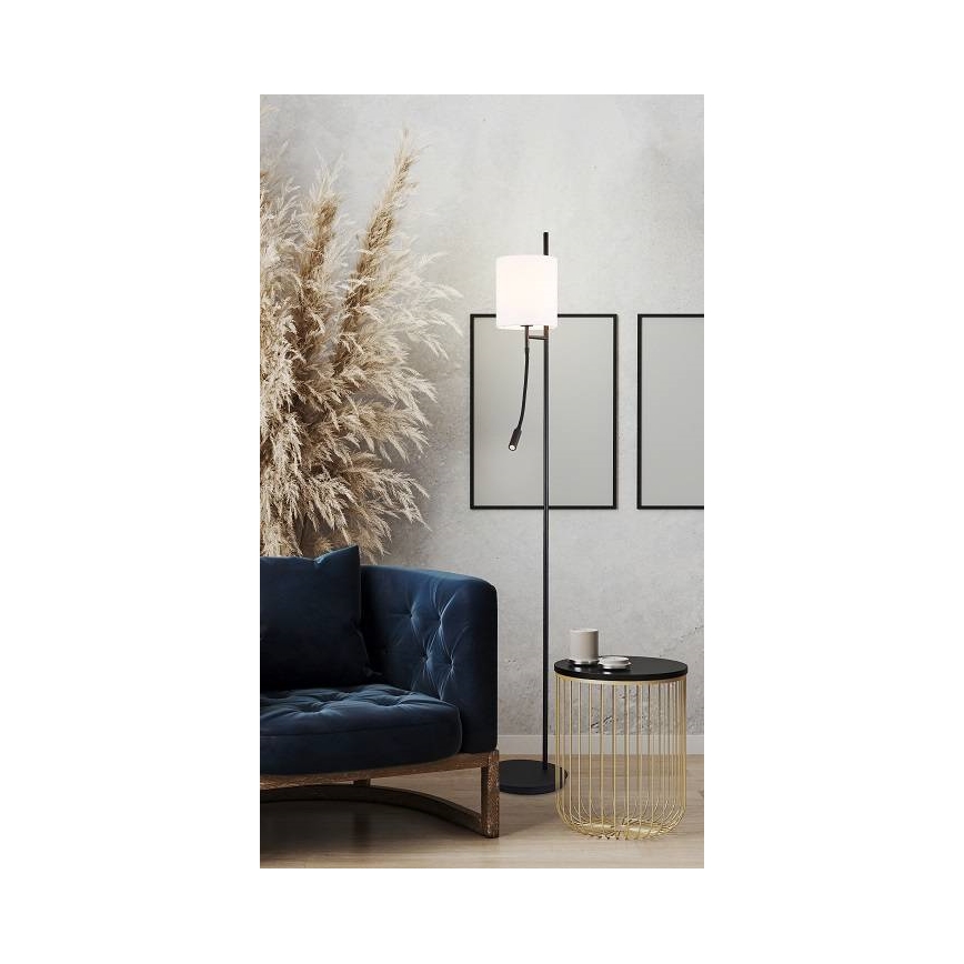 LED golvlampa TOKYO 1xE27/40W/230V + LED/3W svart/vit