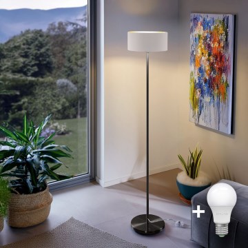 LED golvlampa TUNJA 1xE27/20W/230V Ø 30 cm svart/vit