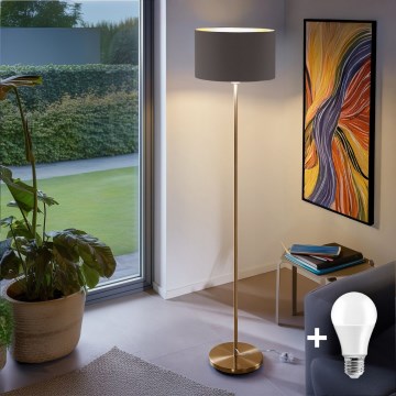 LED golvlampa TUNJA 1xE27/20W/230V Ø 38 cm guld/taupe