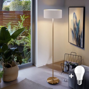 LED golvlampa TUNJA 1xE27/20W/230V Ø 38 cm guld/vit