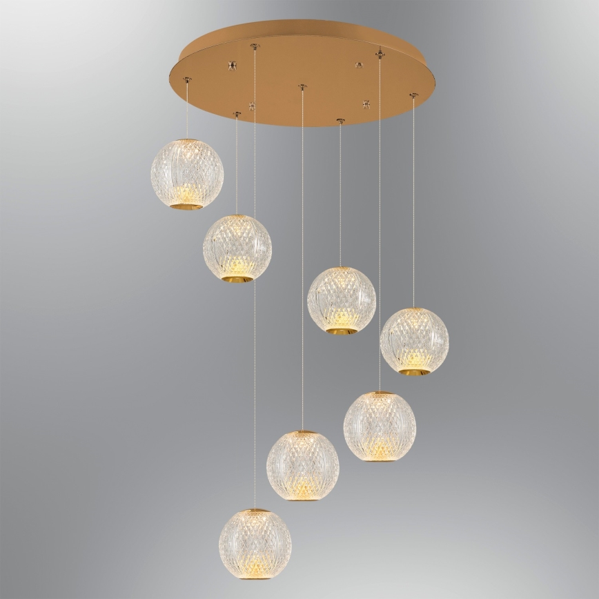 LED Hängande lampa CREMONA 7xLED/5W/230V 3000K guld