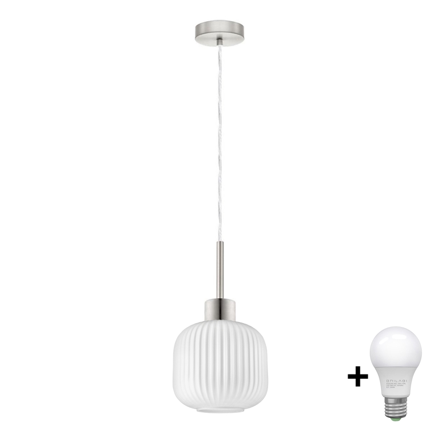 LED Hängande lampa HARMA 1xE27/60W/230V diameter 20 cm matt krom/vit