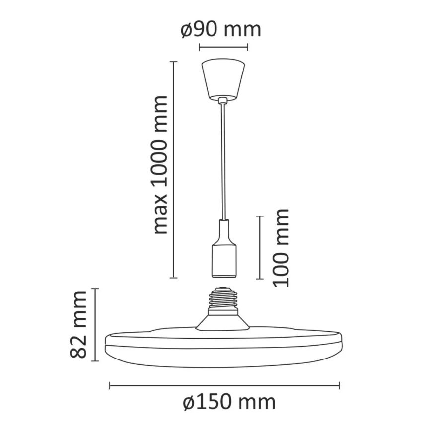 LED Hängande lampa KIKI 1xE27/10W/230V svart